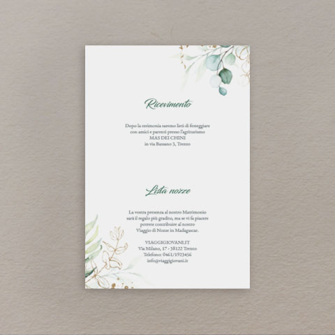 Partecipazioni matrimonio greenery - inviti nozze pocketfold con