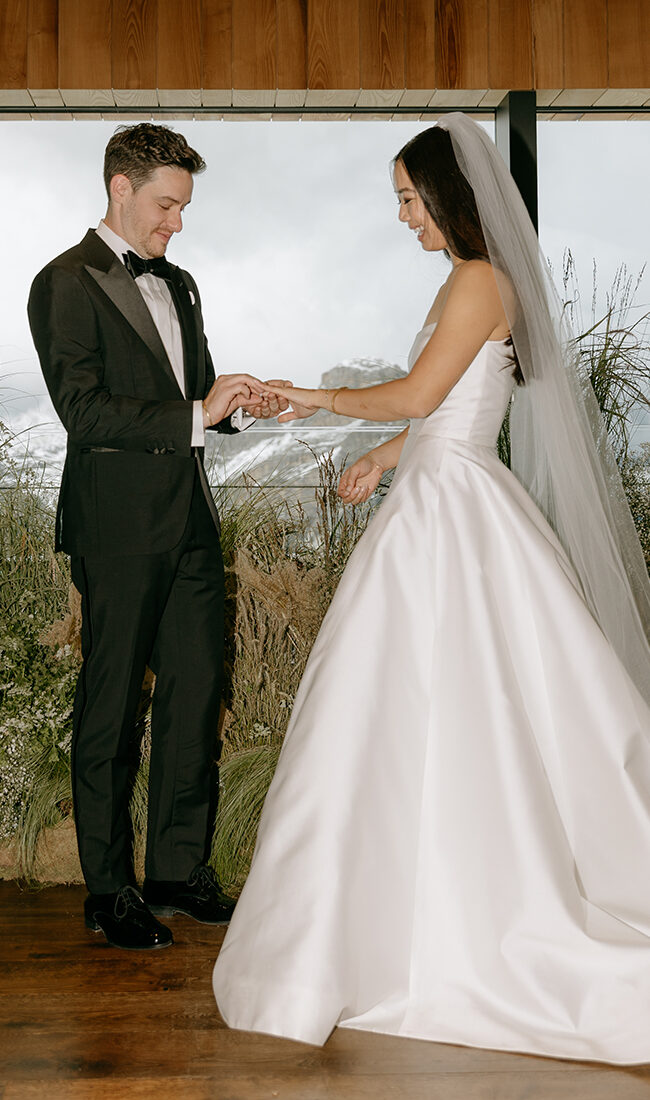 fall wedding in the Dolomites with snow